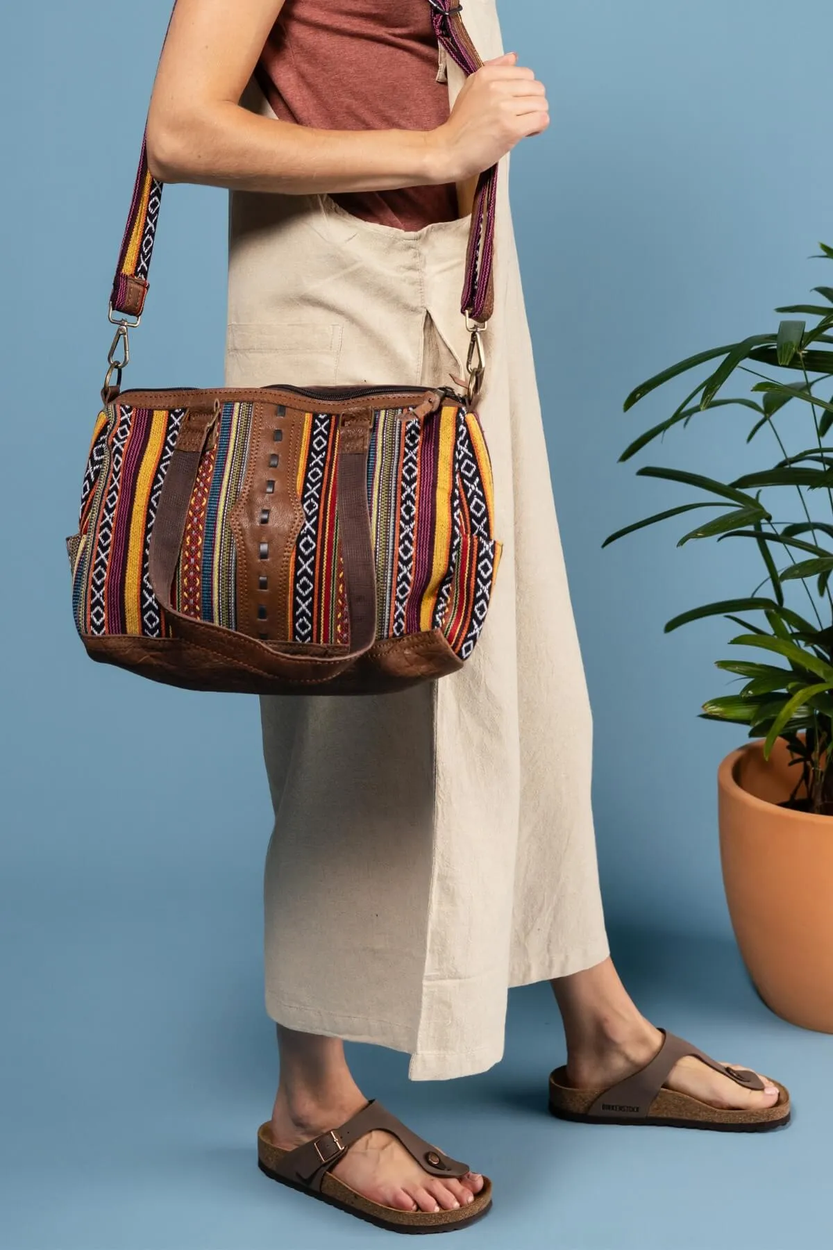 Buffalo Leather & Cotton Bag - Finistre