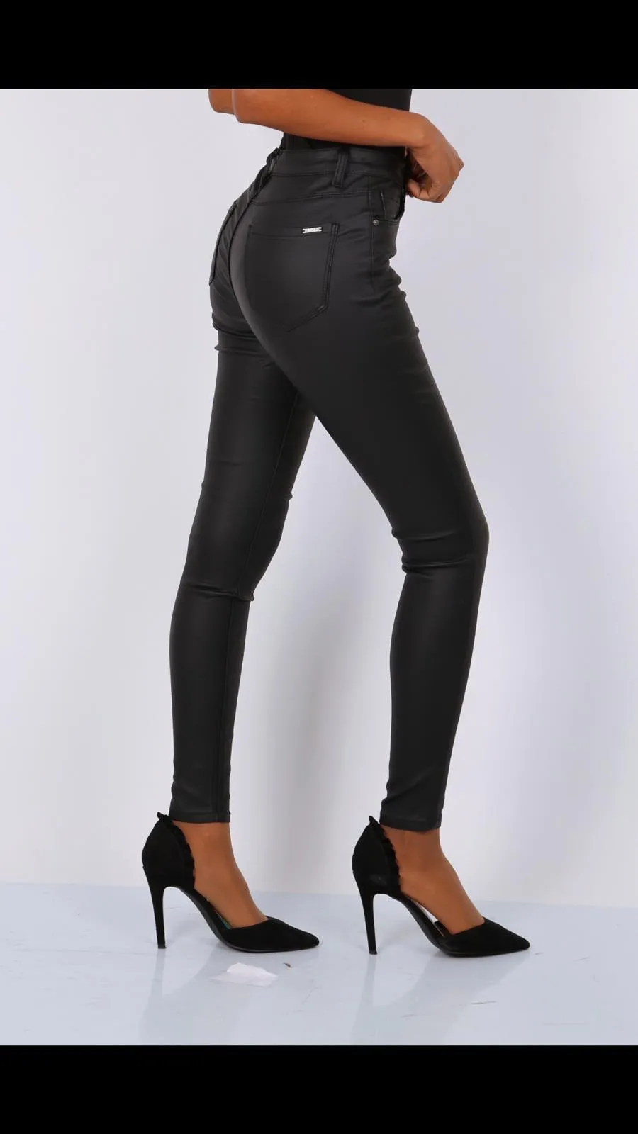Cara Coated Jeans - Black