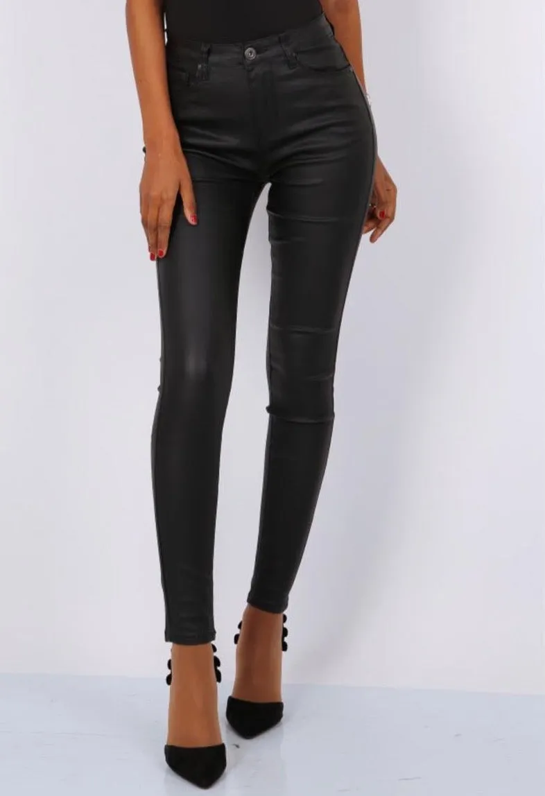 Cara Coated Jeans - Black