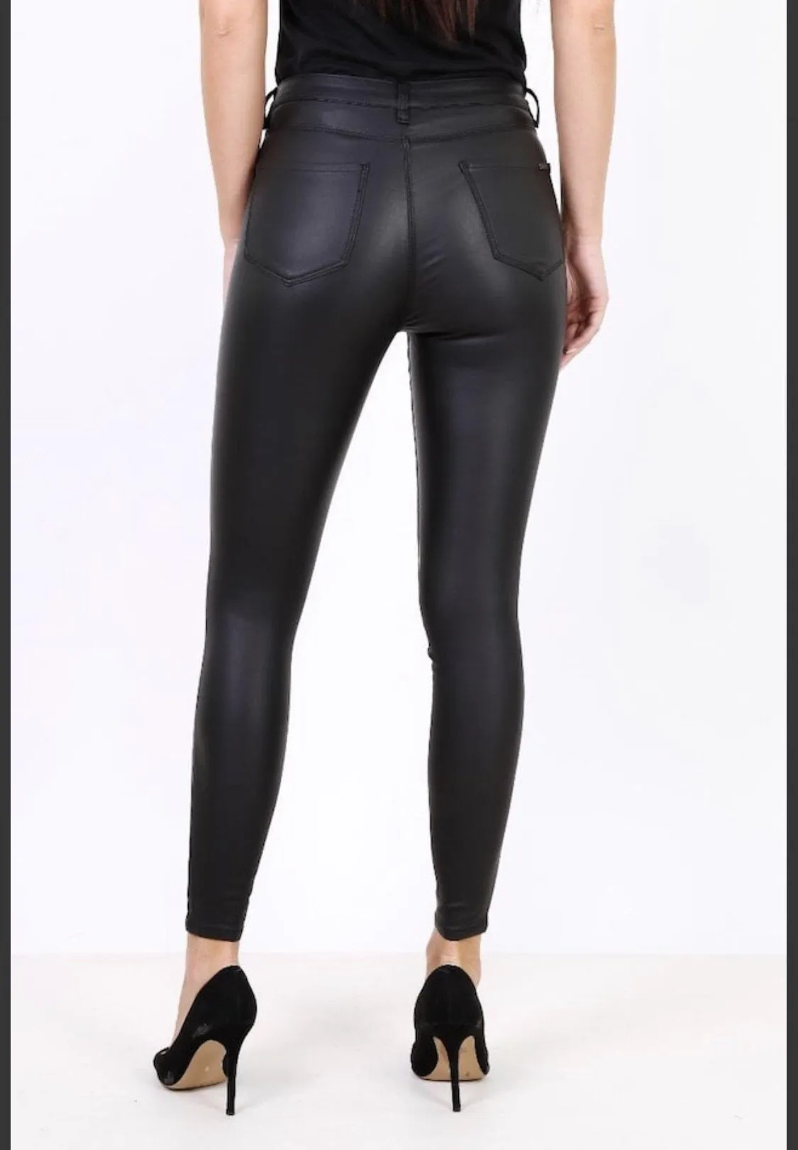 Cara Coated Jeans - Black