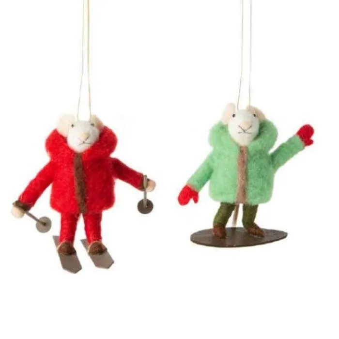 Felt Mouse Ornament (Ski)