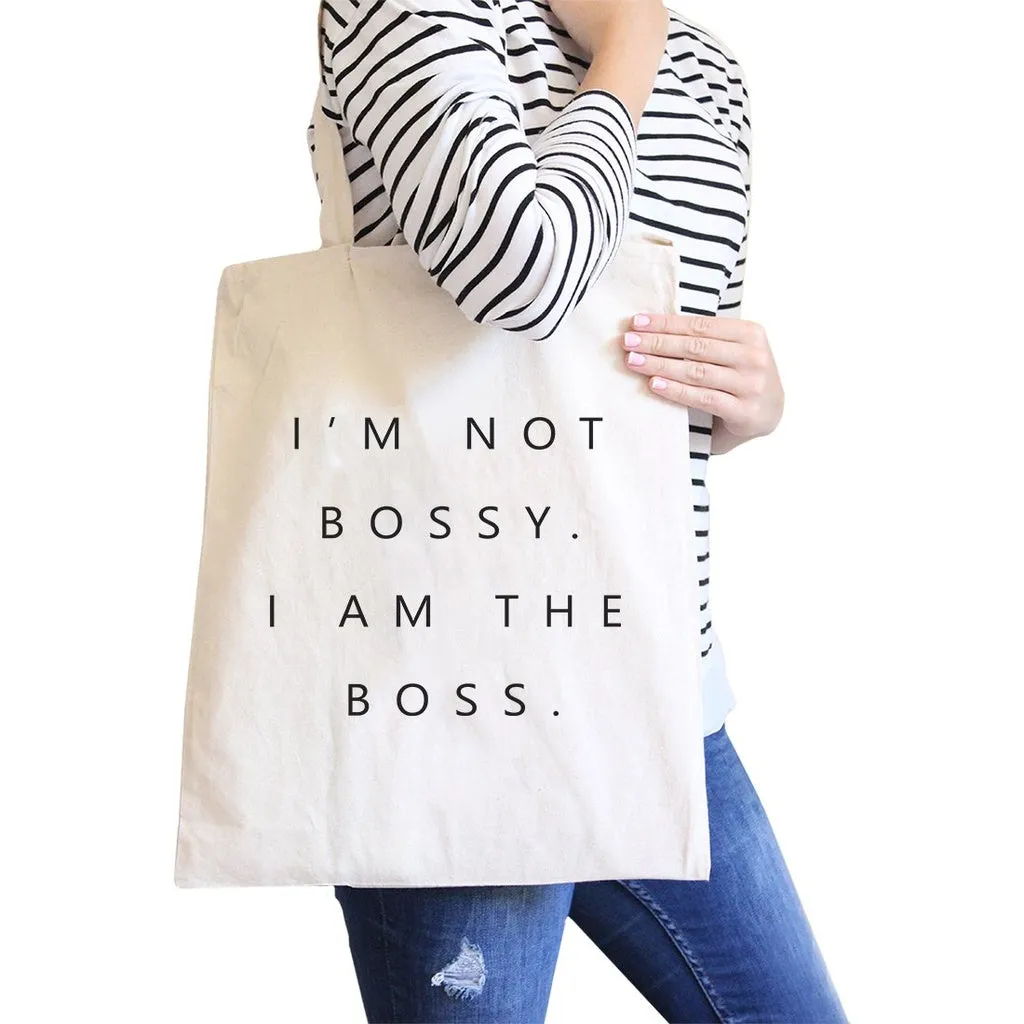 I'm the Boss Canvas Shoulder Bag Cute Birthday Gift Tote Foldable