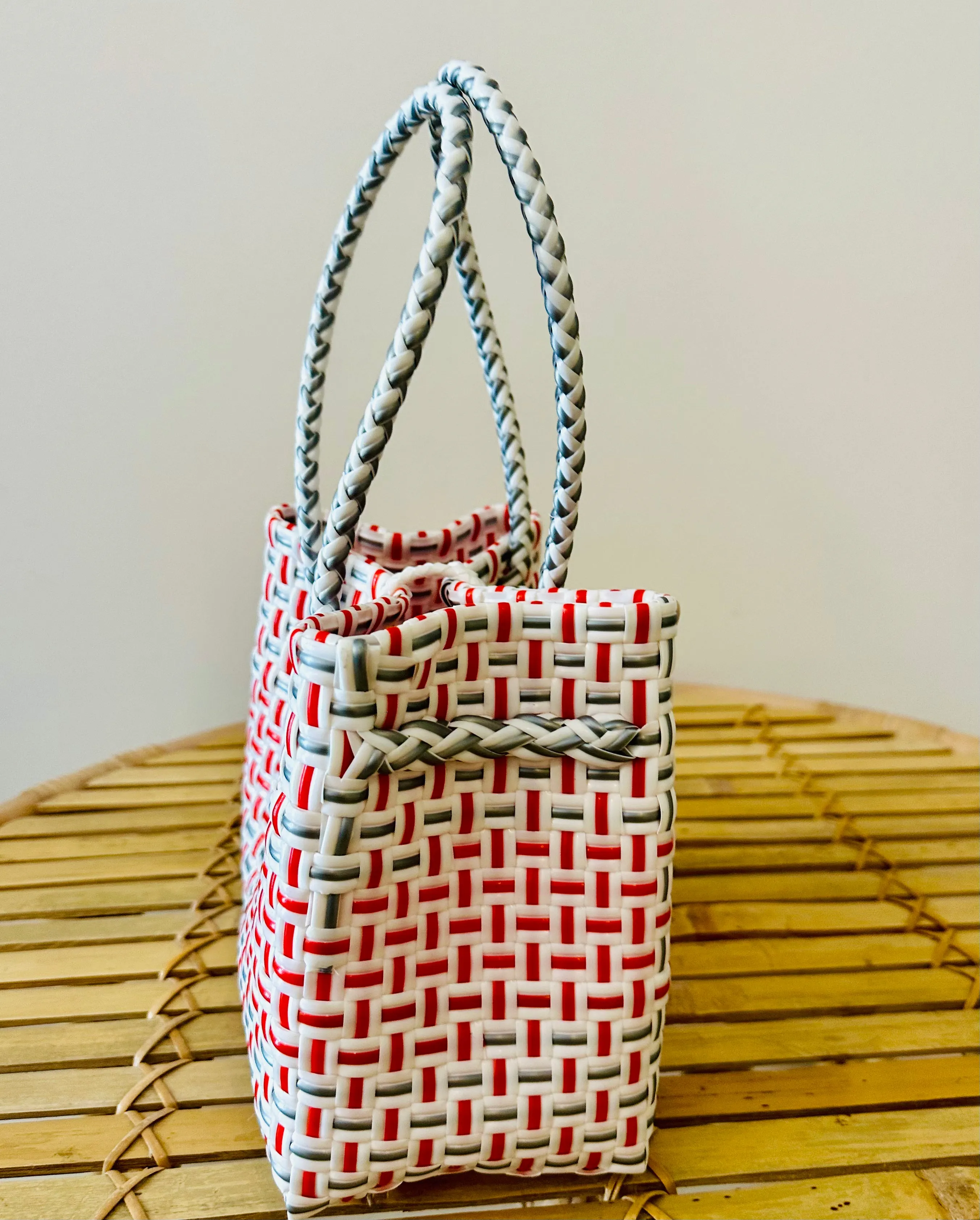 Mini Tote Red & White