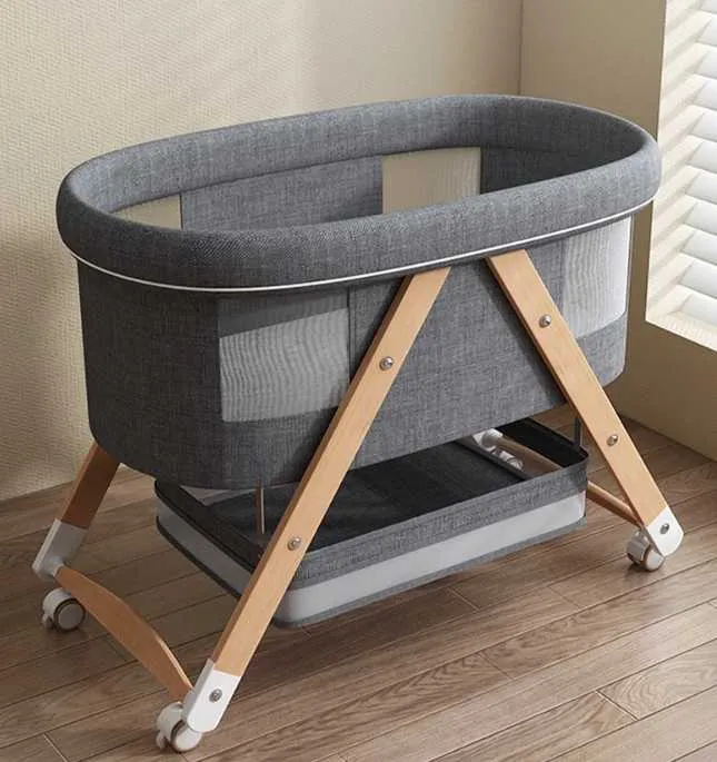 Modern Design Baby Crib Foldable Wood-سرير أطفال