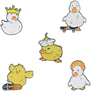 ROFARSO Cole Duck Enamel Lapel Pin Set Cartoon Animal Pin, Accessory for Backpacks Clothing Bags Hats Shirts (5piccs pin set)
