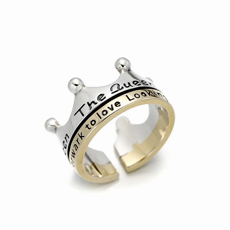 S925 Silver Gold Crown Ring Simple INS Style Simple
